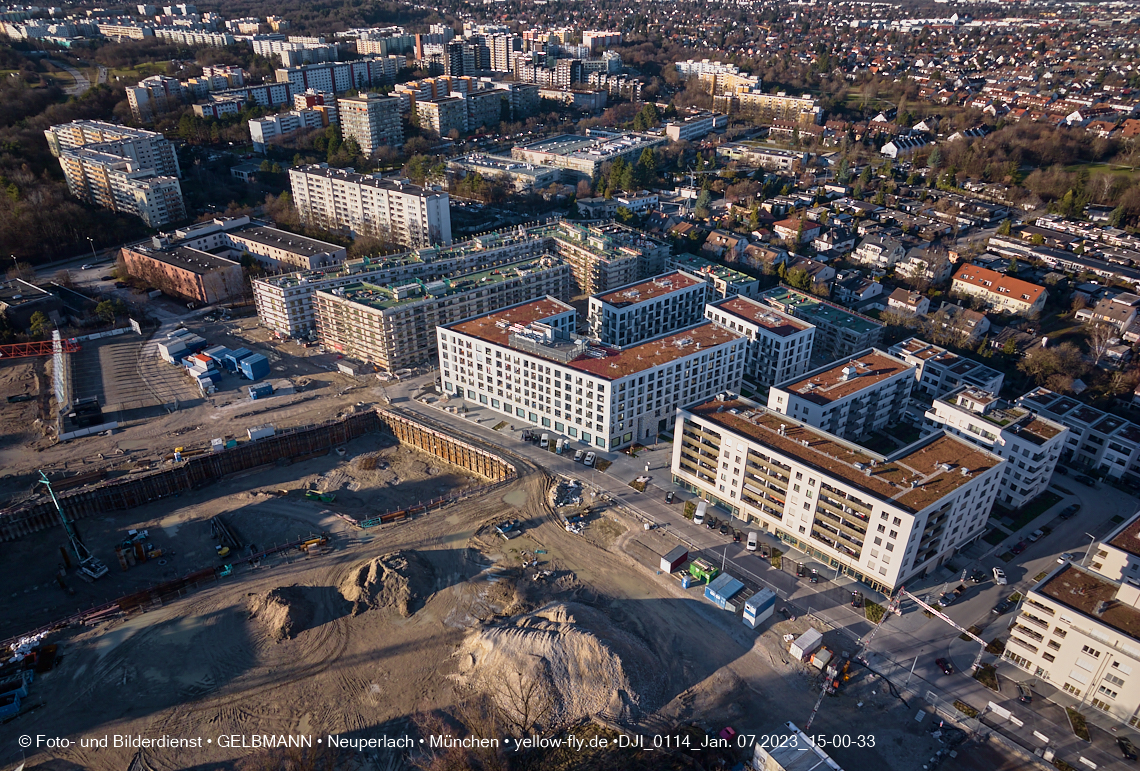 07.01.2023 - Baustelle zum Alexisquartier und Pandion Verde in Neuperlach 07.01.2023 - Baustelle zum Alexisquartier und Pandion Verde in Neuperlach